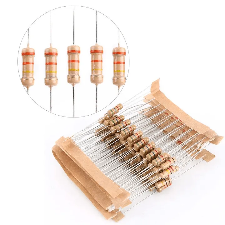 Assortiment de 100 résistances en carbone pour électronique, 100 valeurs différentes