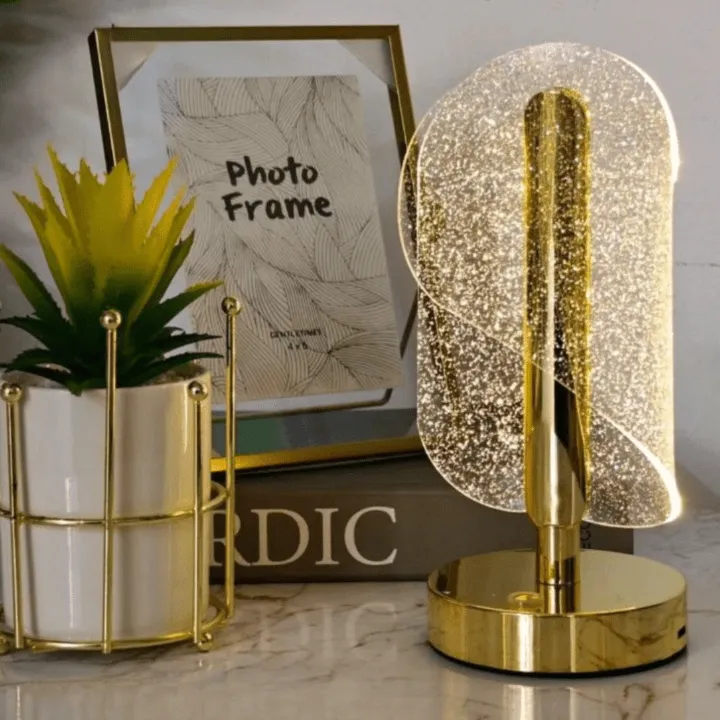 Lampe de table scintillante avec ampoule LED, éclairage LED rechargeable