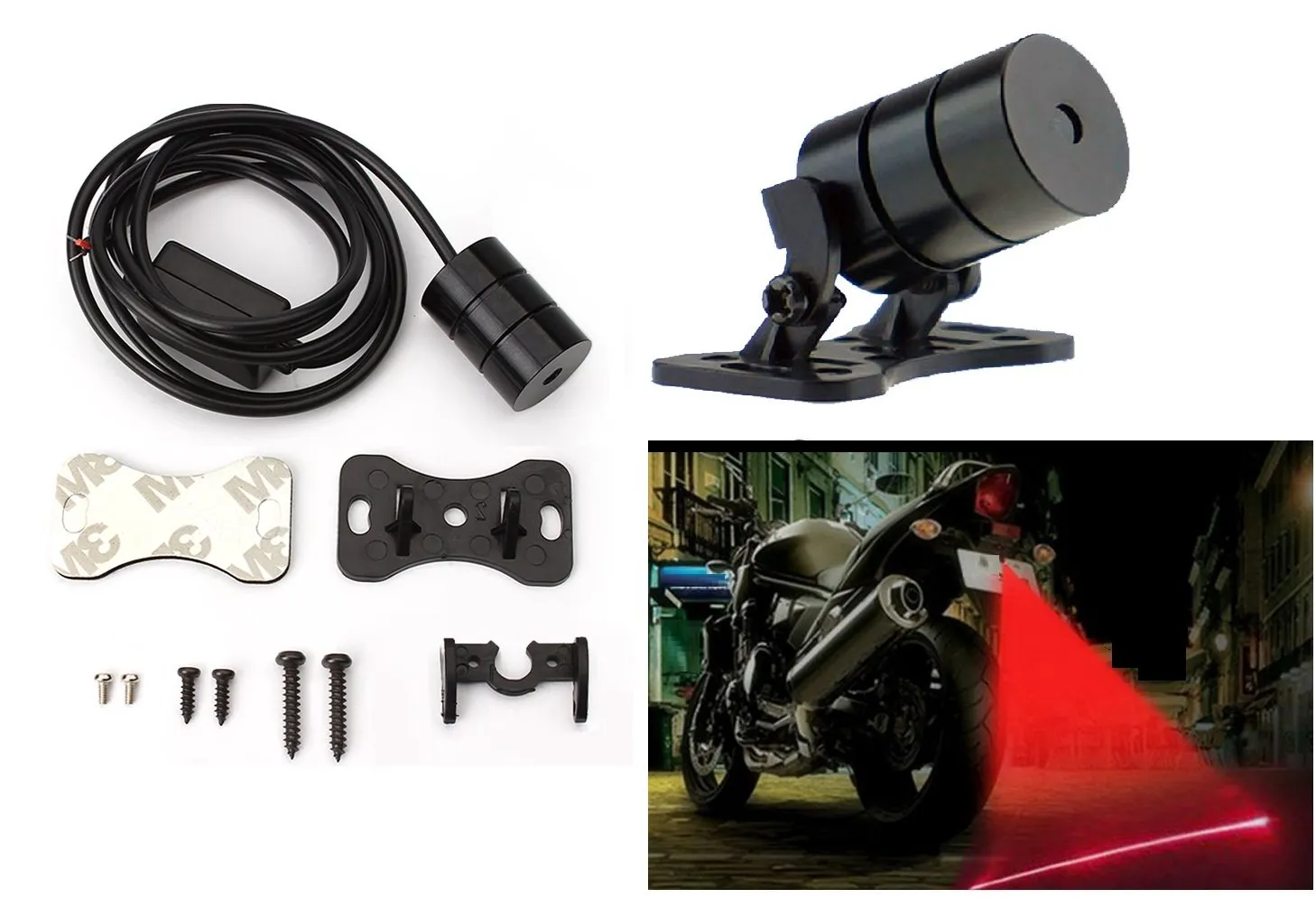 Feu LED arrière rouge laser anti-brouillard et anti-collision pour moto et voiture