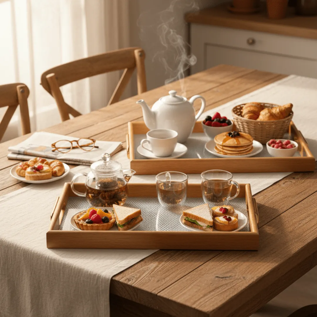 Lot de 2 plateaux de service design et fonctionnels pour boissons et pâtisseries