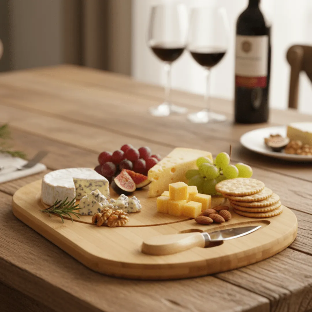Planche à fromage avec couteau pour servir fromages, fruits et apéritifs