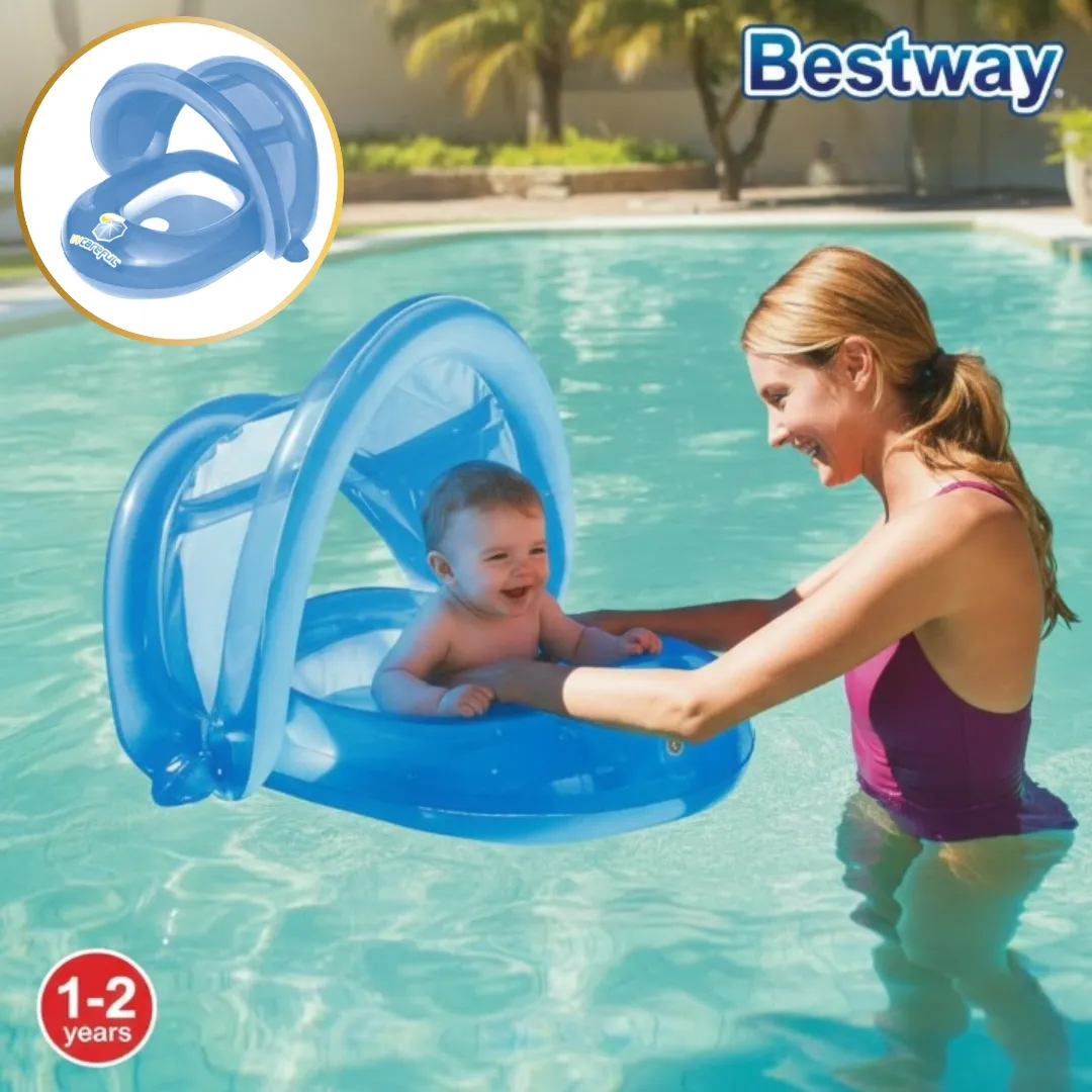 Bateau gonflable bébé 80 x 85 cm avec capote anti-UV, sûr et ludique pour l’eau