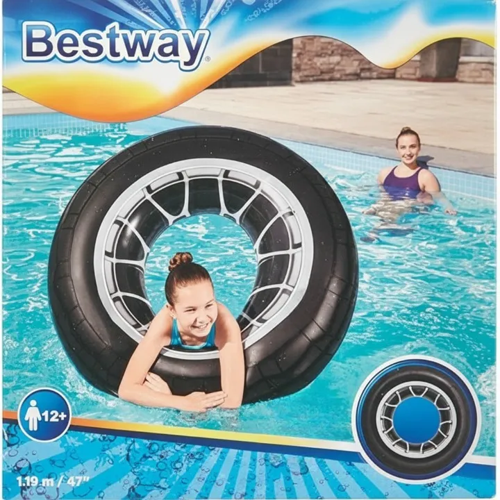 Bouée gonflable pour enfants 1,19 m avec poignées, flotteur de piscine sûr et ludique