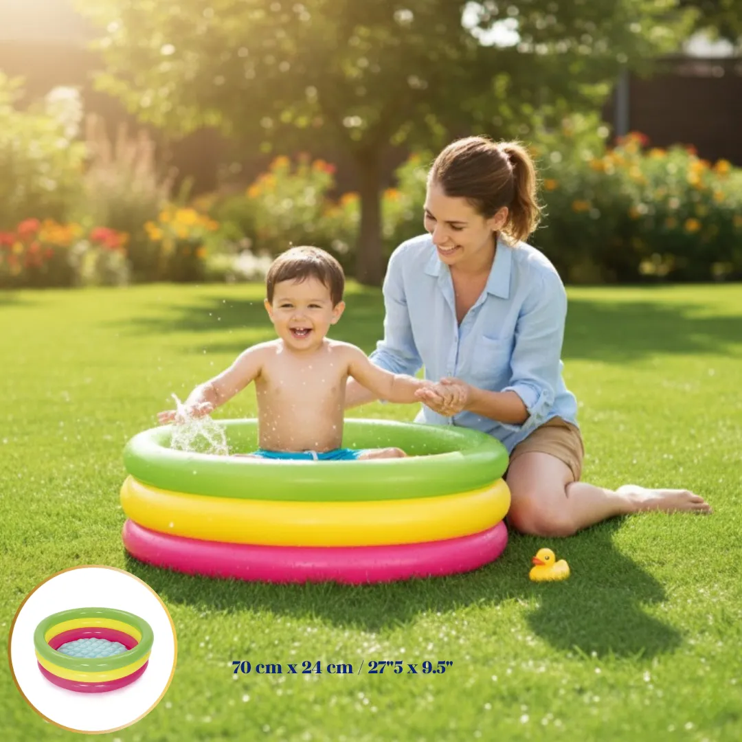 Piscine gonflable arc-en-ciel 70 x 24 cm pour enfants, ludique et pratique