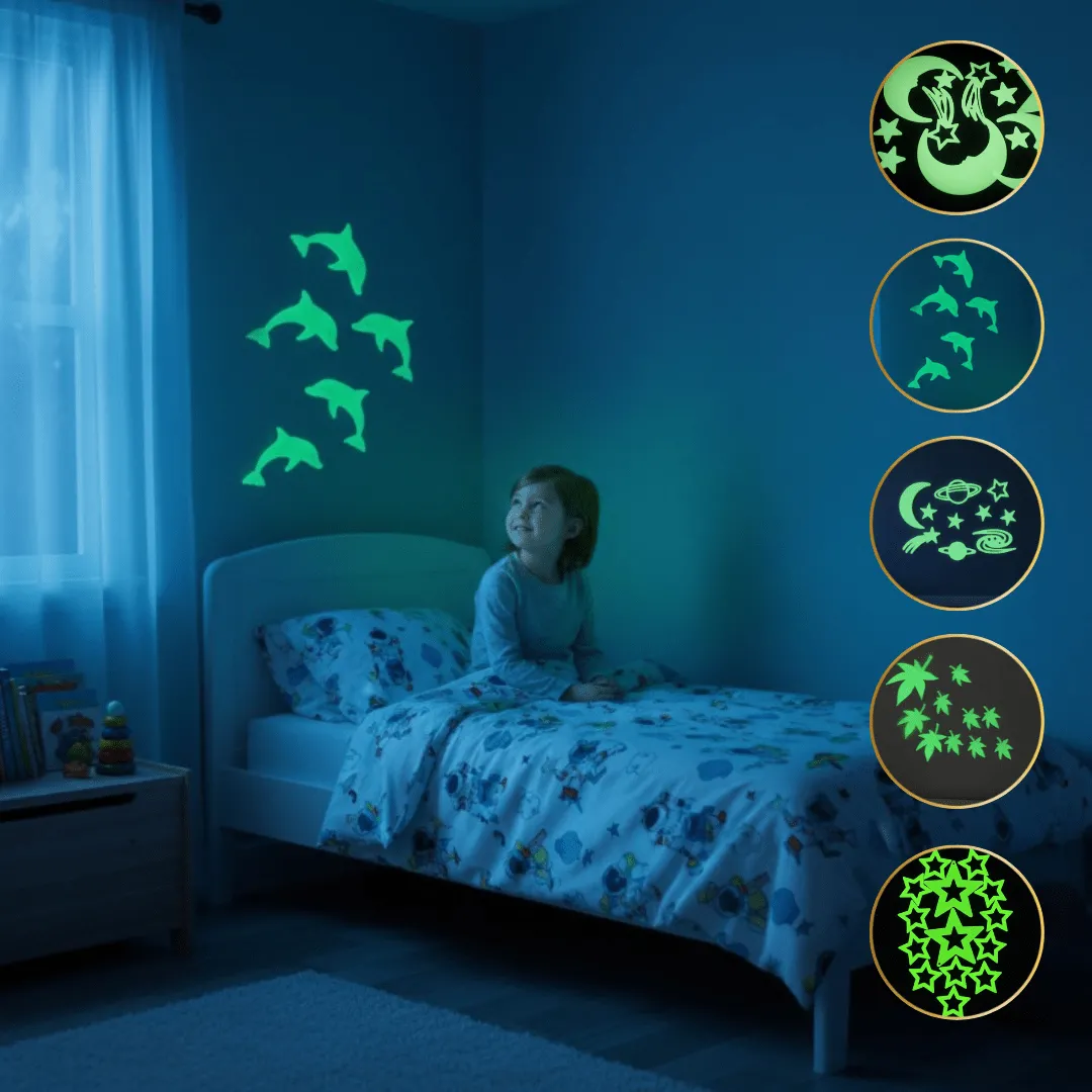 Autocollants muraux feuilles phosphorescentes, amovibles, pour décorer la chambre d’enfants (désigne aléatoire)
