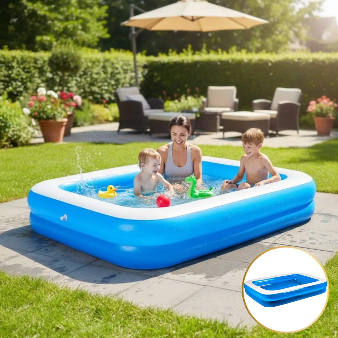 Piscine gonflable familiale rectangulaire 200 x 150 x 50 cm pour jardin et loisirs aquatiques