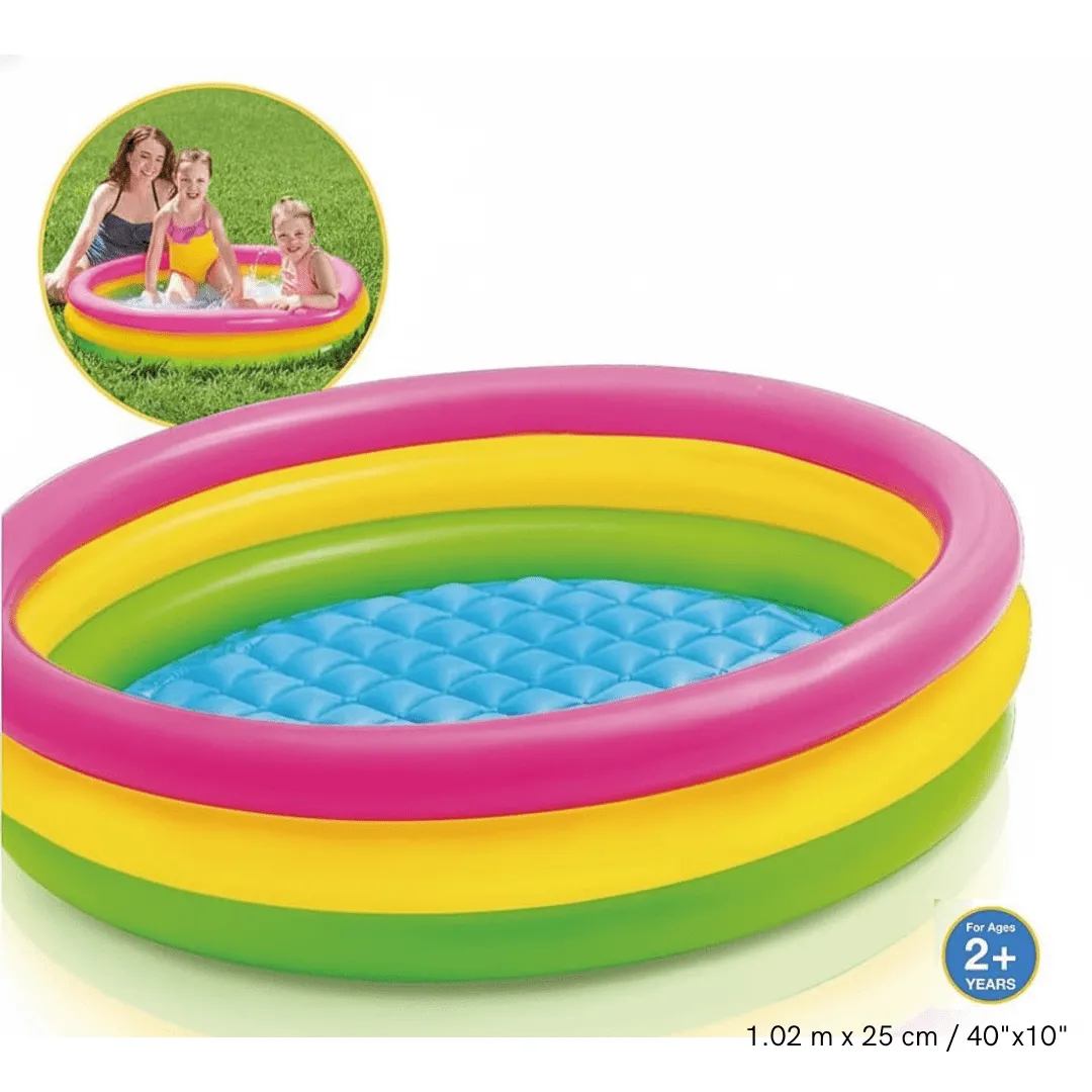 Piscine gonflable pour enfants motif arc-en-ciel, 1,02 m x 25 cm, idéale pour jeu aquatique