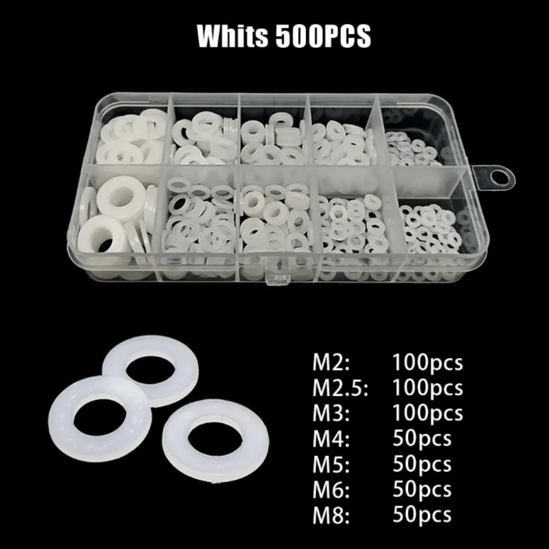 Assortiment de rondelles plates en nylon pour étanchéité, multi-usages et applications variées