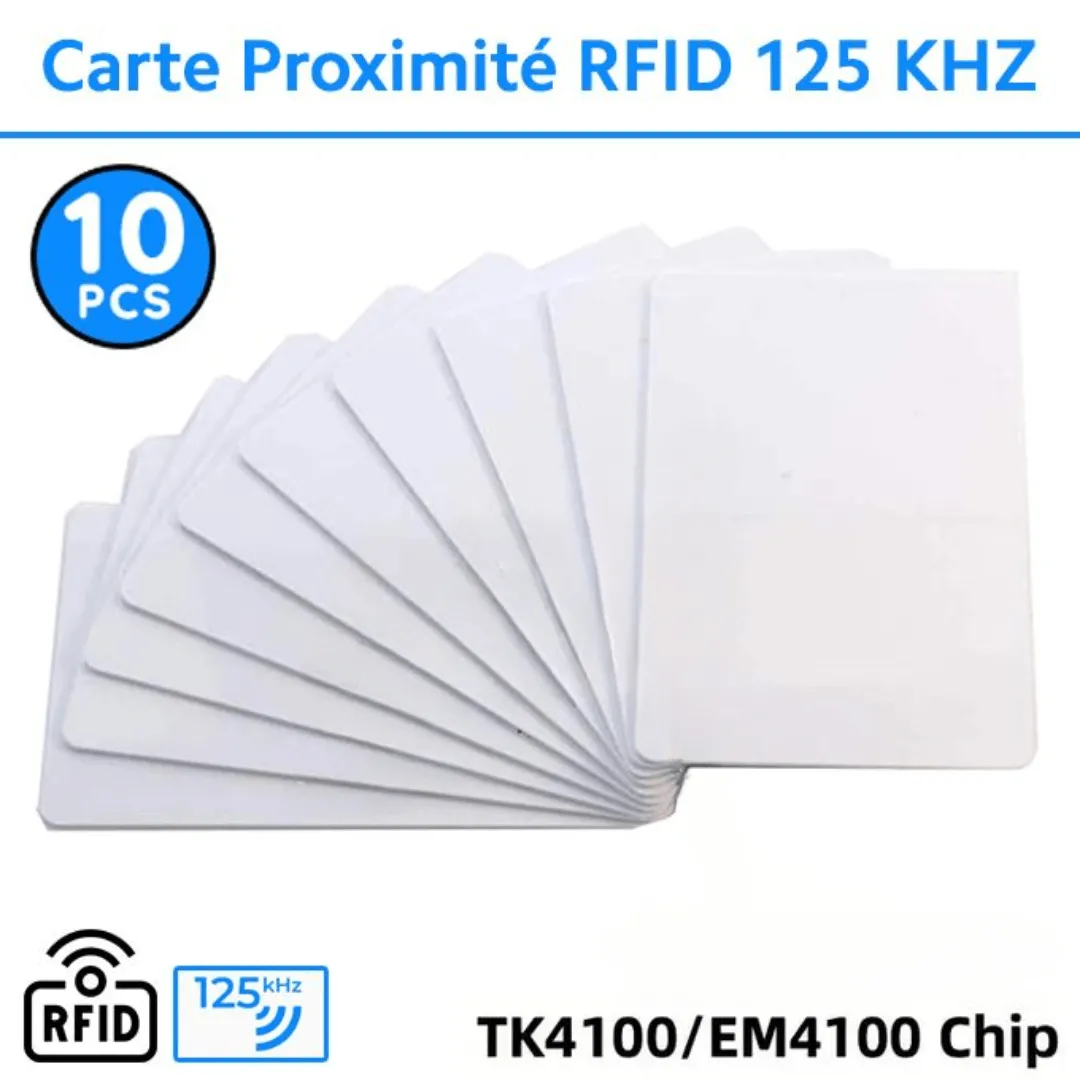 Cartes RFID 125kHz TK4100 – Pack de 10 badges pour systèmes de contrôle d’accès et pointage