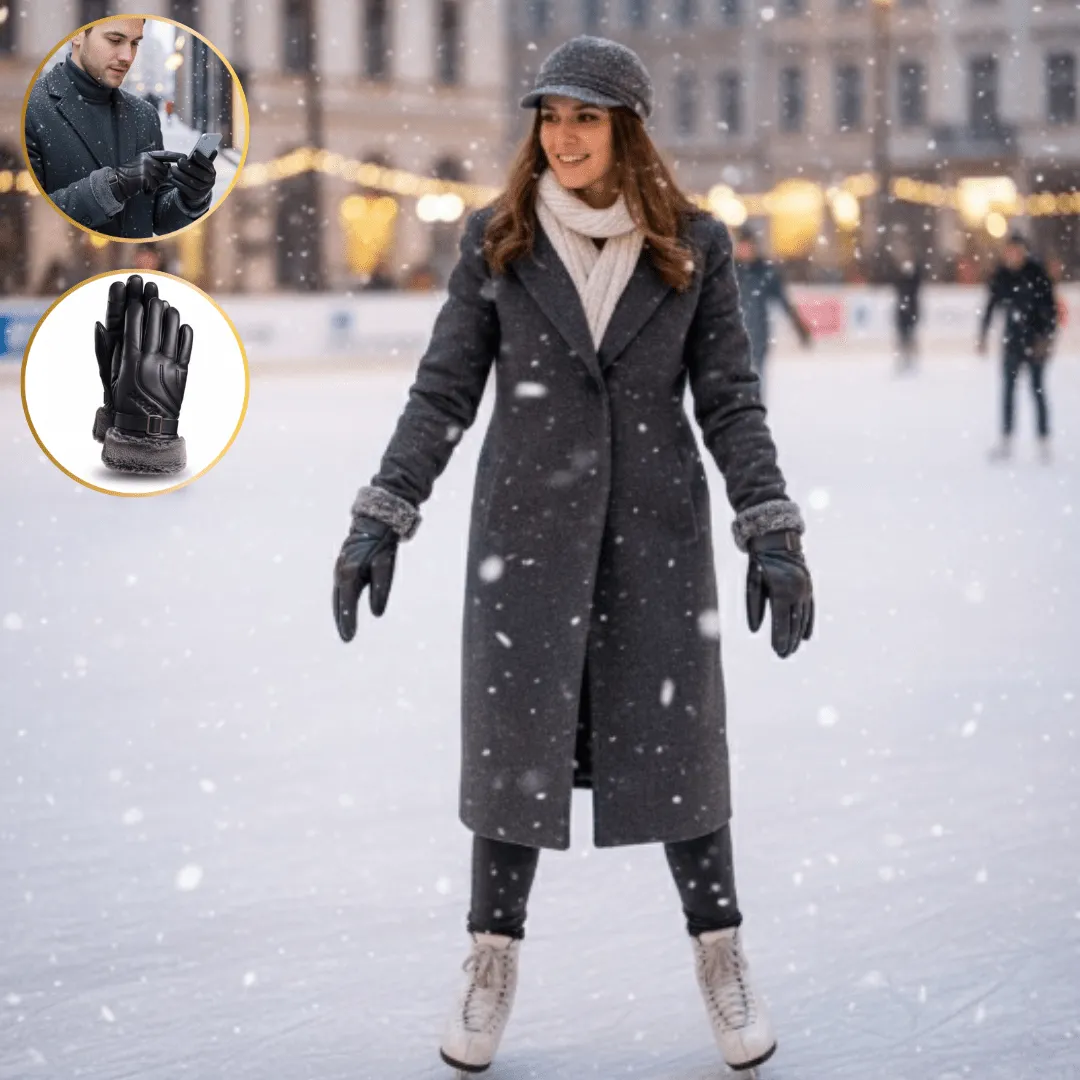 Gants en cuir d’hiver pour hommes et femmes – chauds, pour conduite et vélo