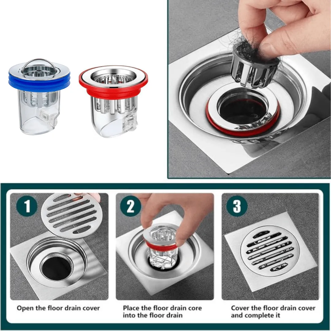 Siphon de douche pour sol avec bouchon anti-odeur et protection anti-refoulement (colleur aléatoire)