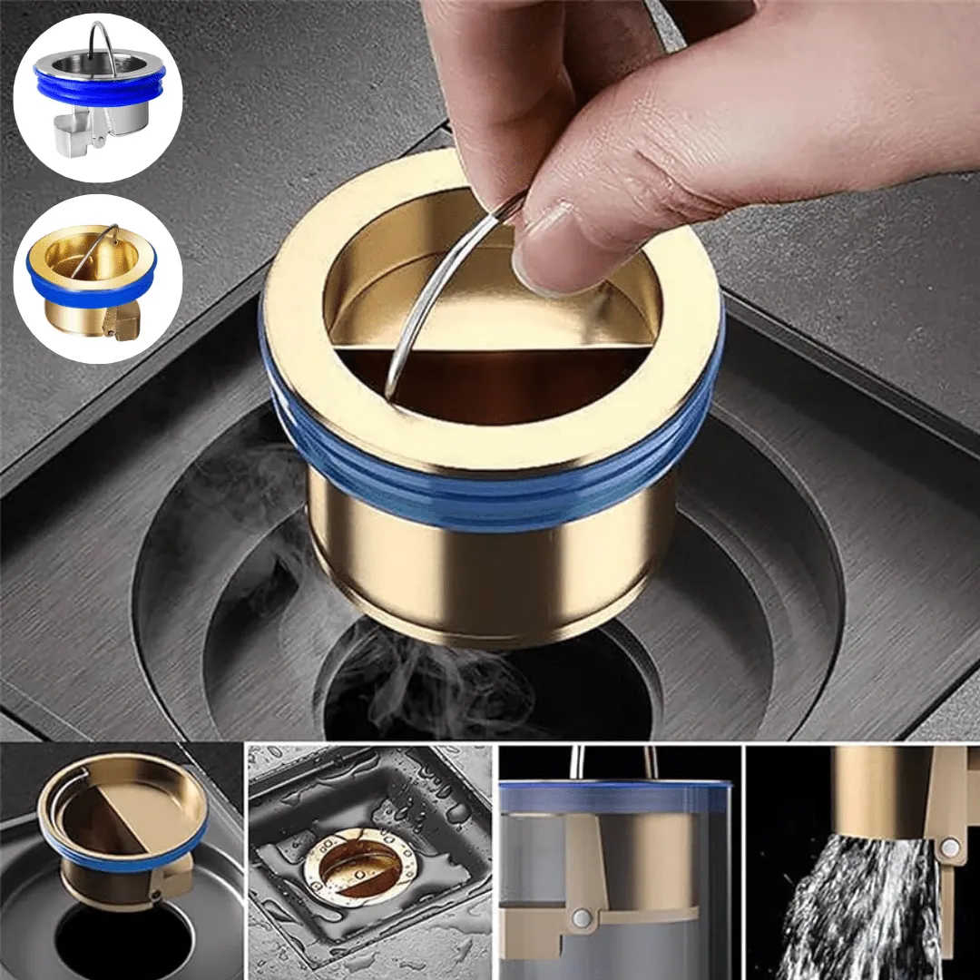 Vidange de sol en cuivre pour douche et cuisine – anti-odeurs, anti-refoulement, avec filtre à cheveux (colleur aléatoire)