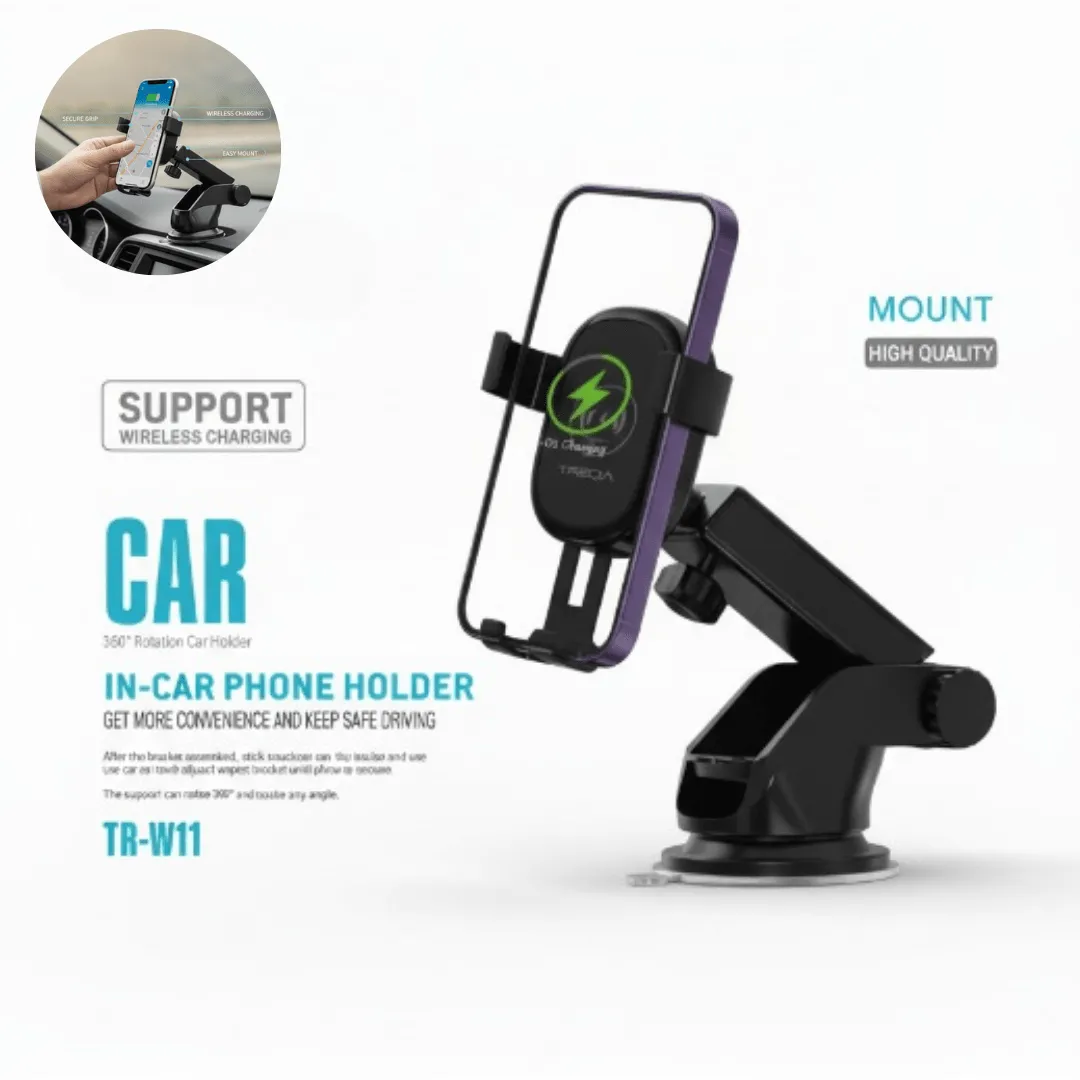 Support voiture TR-W11 pour chargeur de téléphone – fixation ventouse, sans fil werless