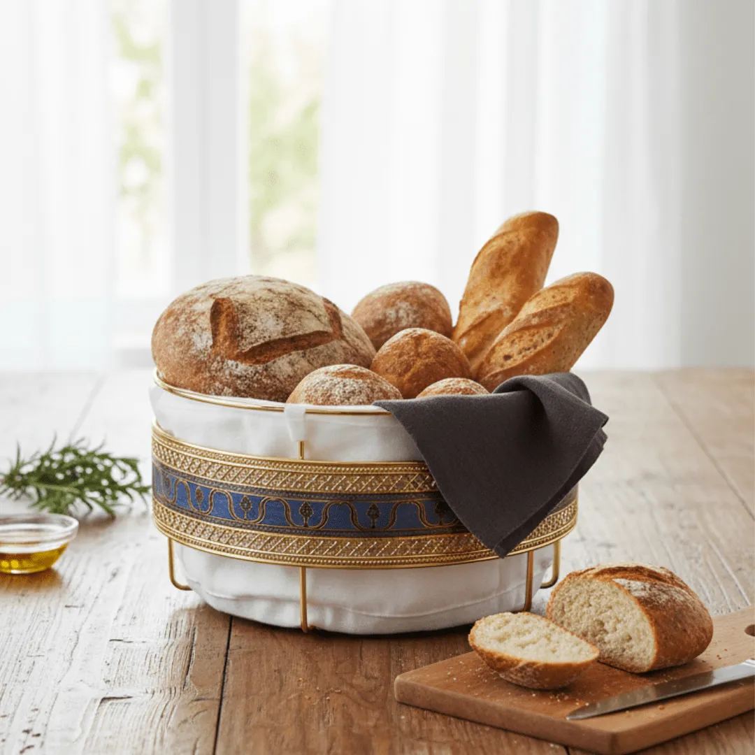 Panier de rangement luxueux en or et tissu blanc – Multi-usages