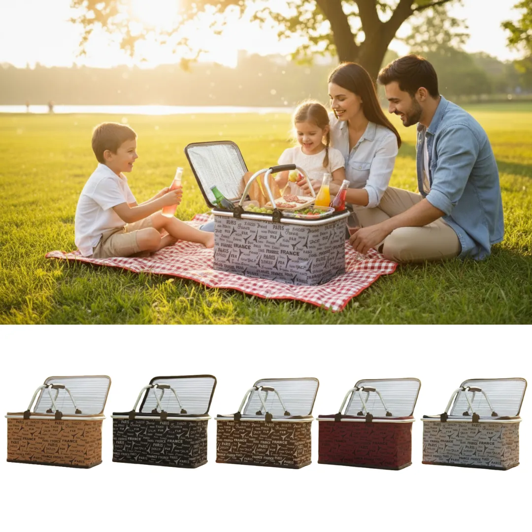 Panier isotherme pliable pour pique-nique avec conservation thermique (couleur aléatoire)