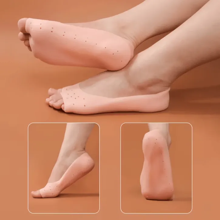 Chaussettes en silicone souple hydratantes et antidérapantes pour soin des pieds femmes