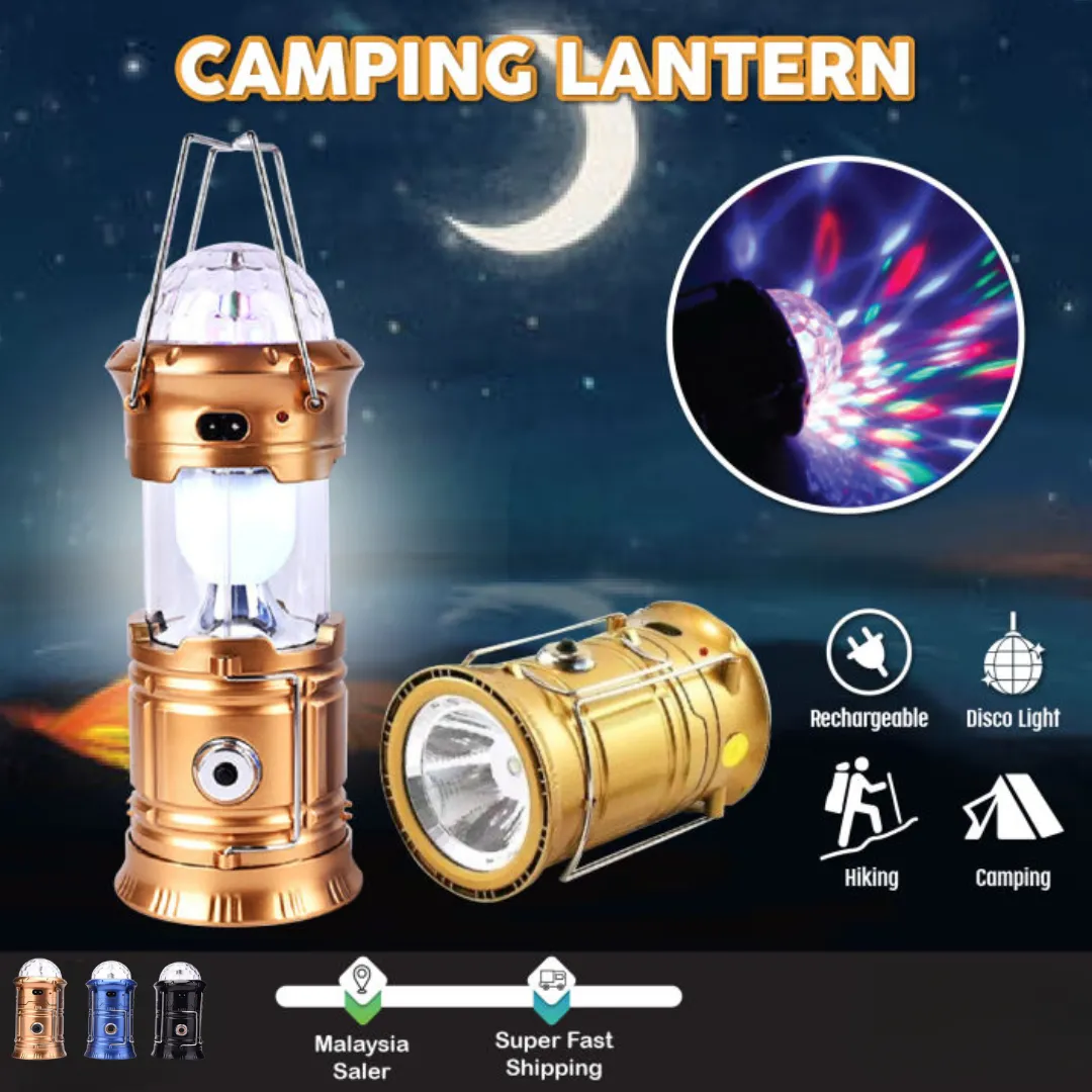 Lampe de camping 3 en 1 avec torche et effets lumineux multicolores