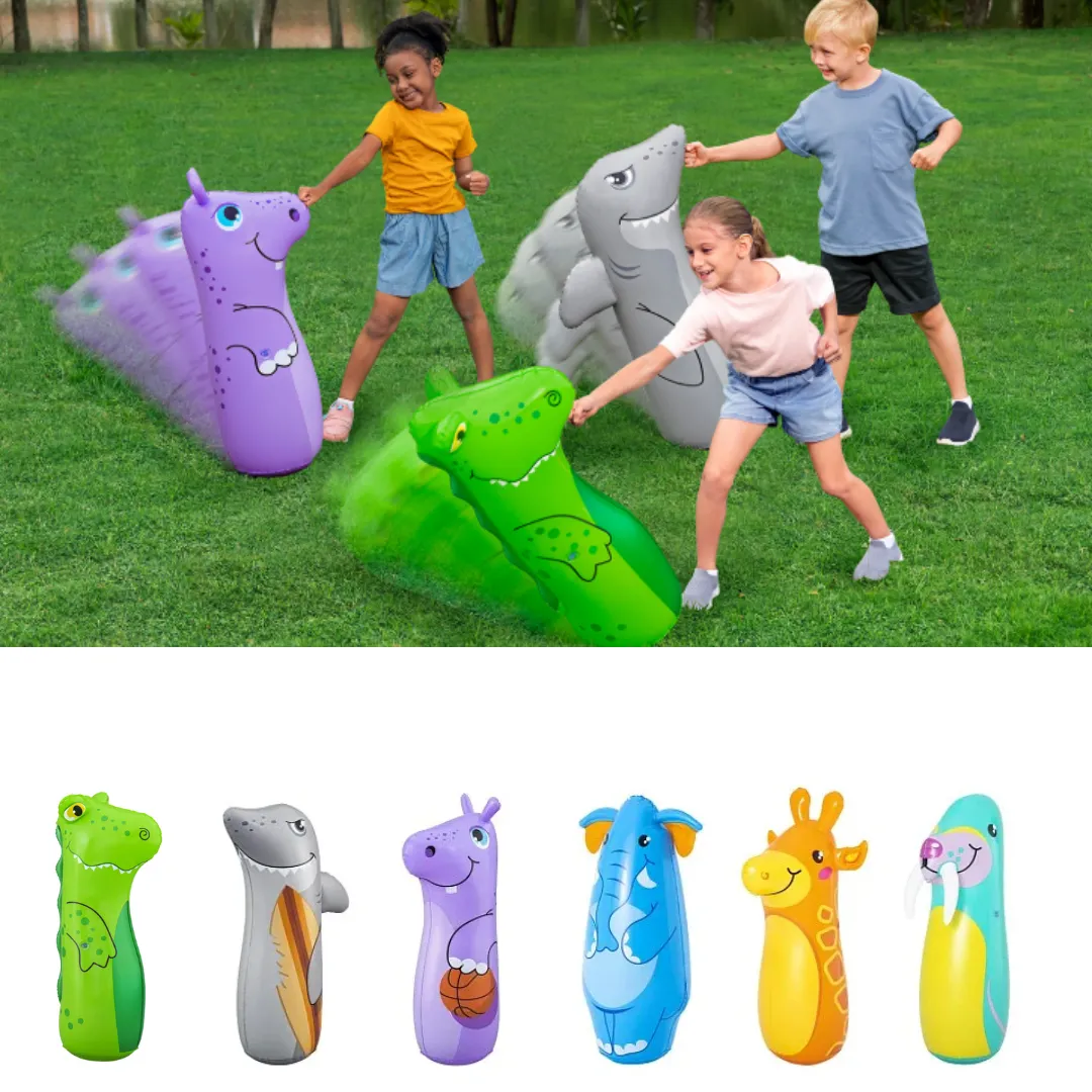 Sacs de frappe gonflables pour enfants – Animaux du zoo 89 cm / 35" (colleur désigne aléatoire)