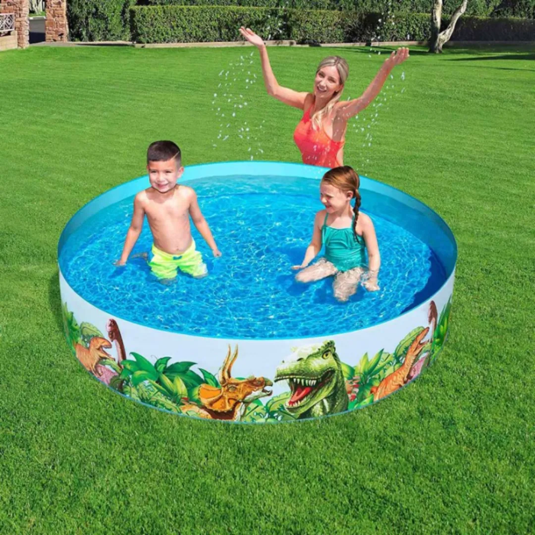 Bassine d’eau enfant en forme de dinosaure sans besoin de gonflage 1.83 m x 38 cm.
