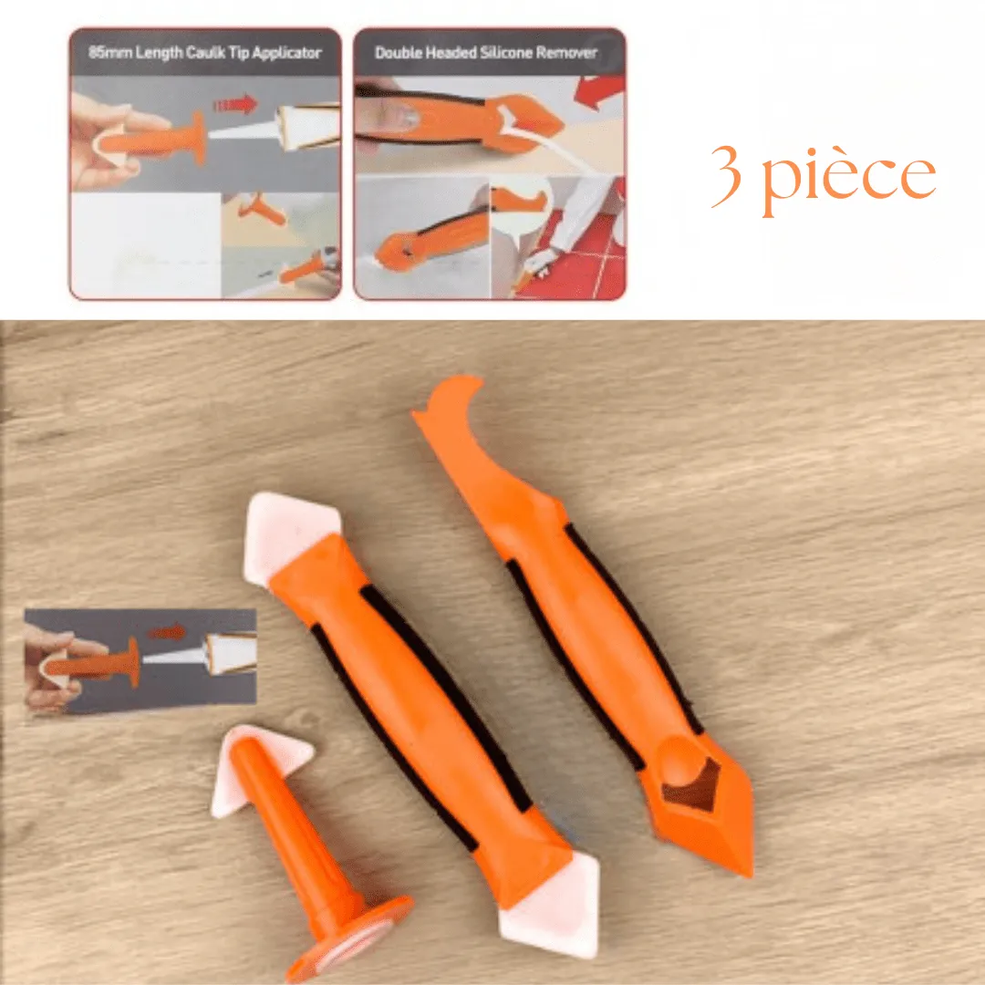 Kit 3-en-1 pour joints en silicone – grattoir, lisseur et extracteur