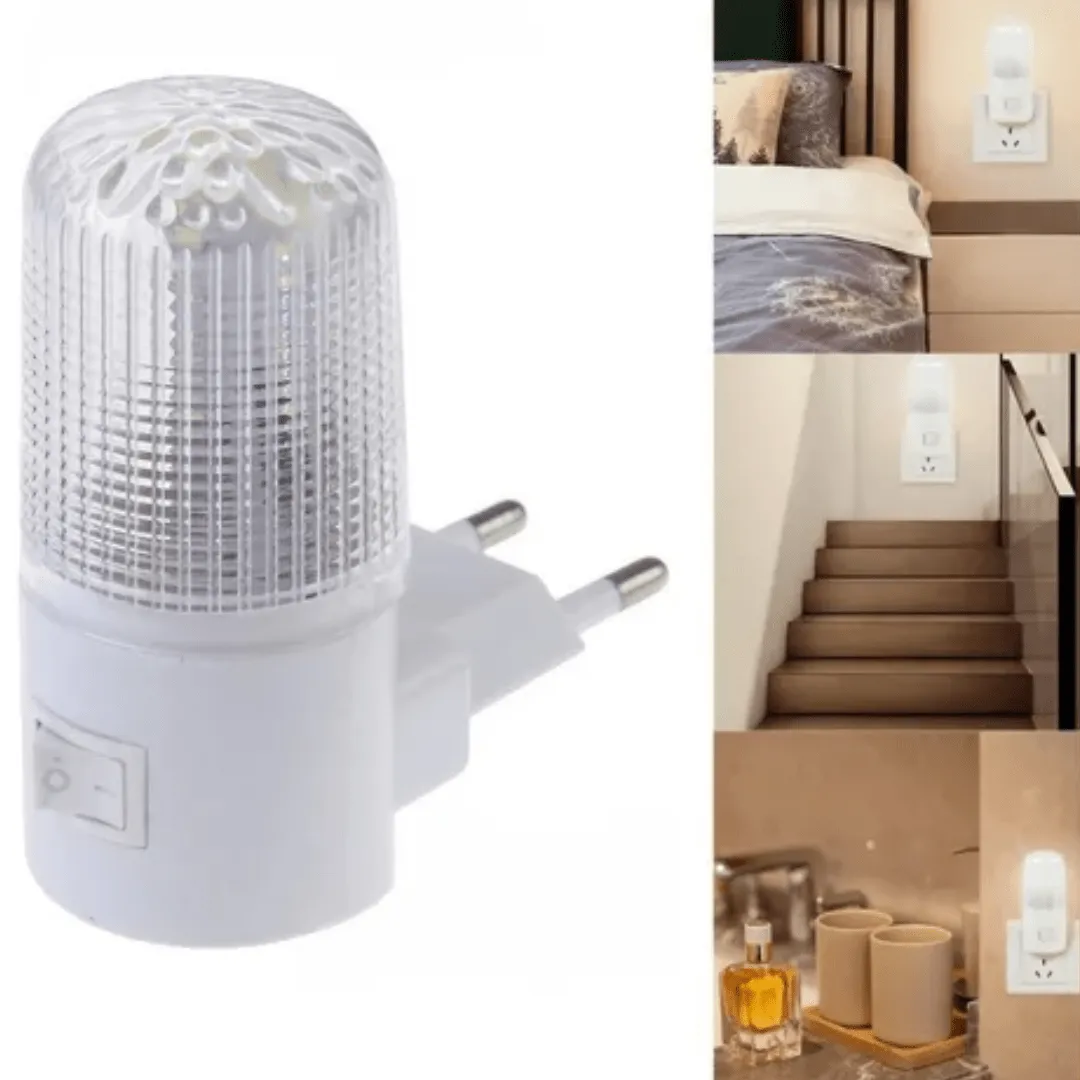 Lampe LED de nuit à prise murale, lumière douce avec interrupteur.