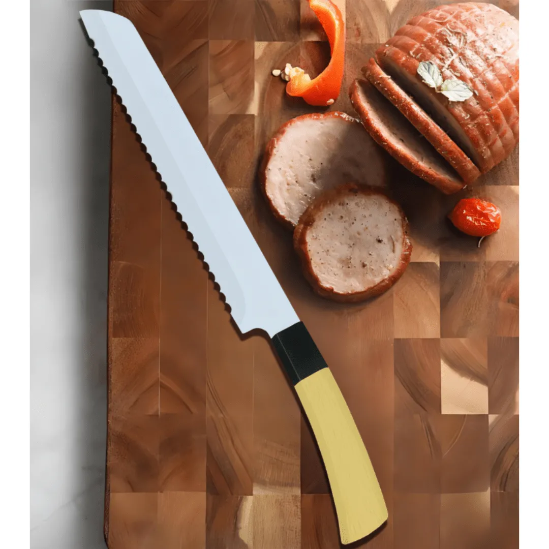 Couteau chef inox tranchant à poignée ergonomique, idéal cuisine maison.
