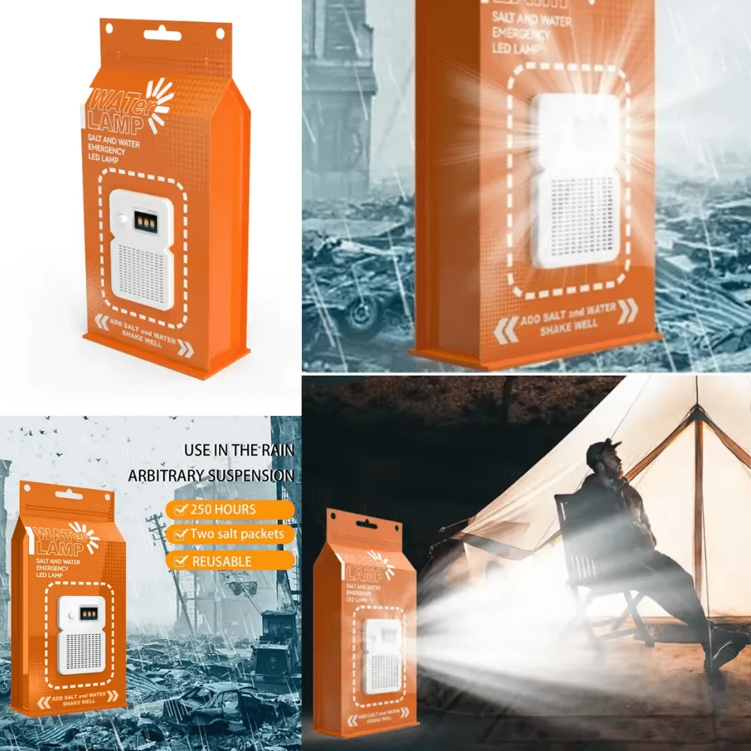 Lampe de camping à énergie saline, fonctionnant sans piles, respectueuse de l’environnement.