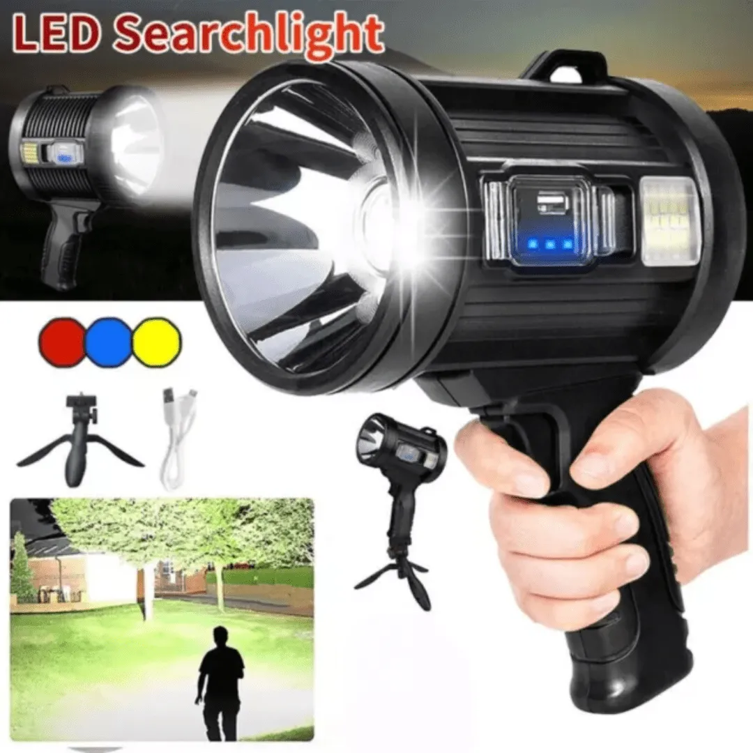 Lampe Torche Rechargeable Haute Intensité avec LED Principale Puissante et Panneau LED COB Latéral pour Éclairage Large