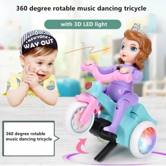 Tricycle pour enfants avec rotation à 360°, sons amusants et lumières LED clignotantes
