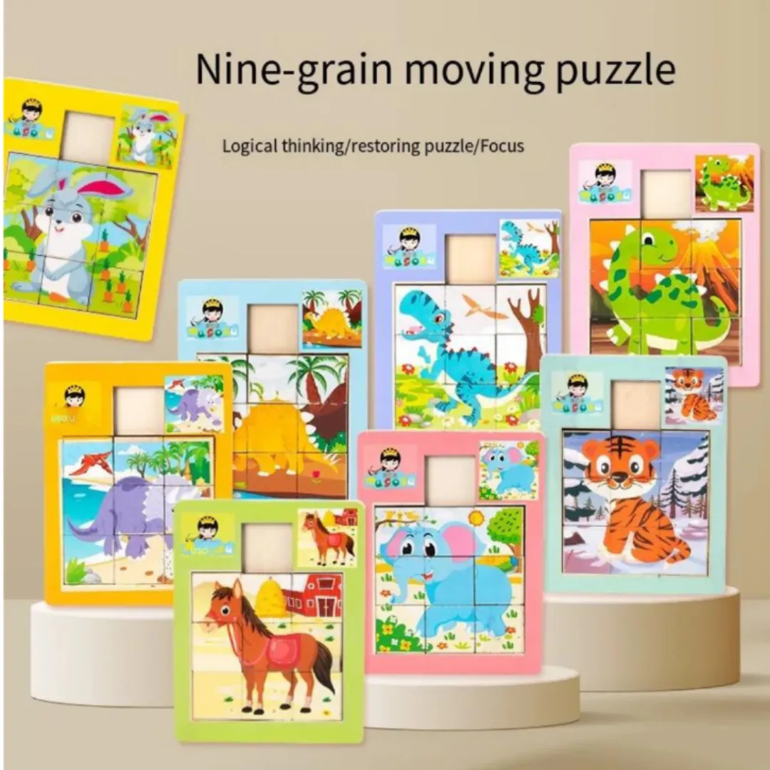 Puzzle en bois à glissière avec pièce unique mobile, coloris au hasard ( couleur aléatoire).