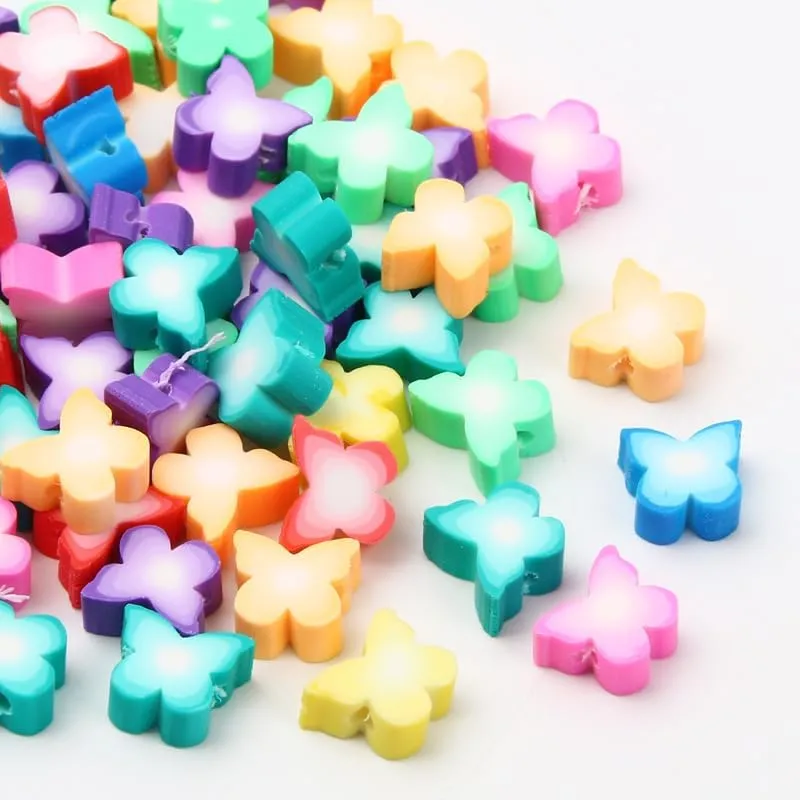 Collection de 20 perles d'espacement en argile polymère, mélange de couleurs et de designs, pour bracelets