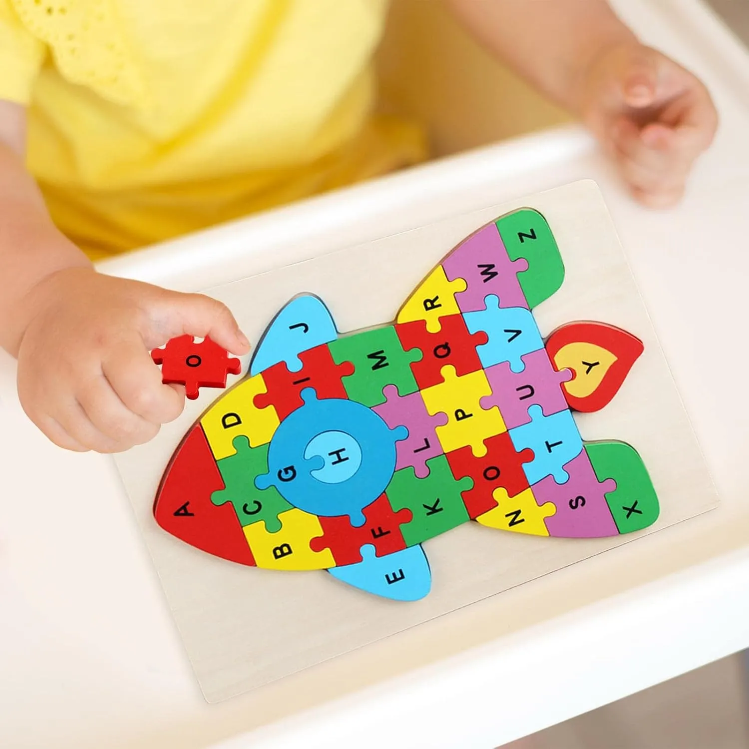 Puzzle alphabet en bois animaux, jeu éducatif ABC