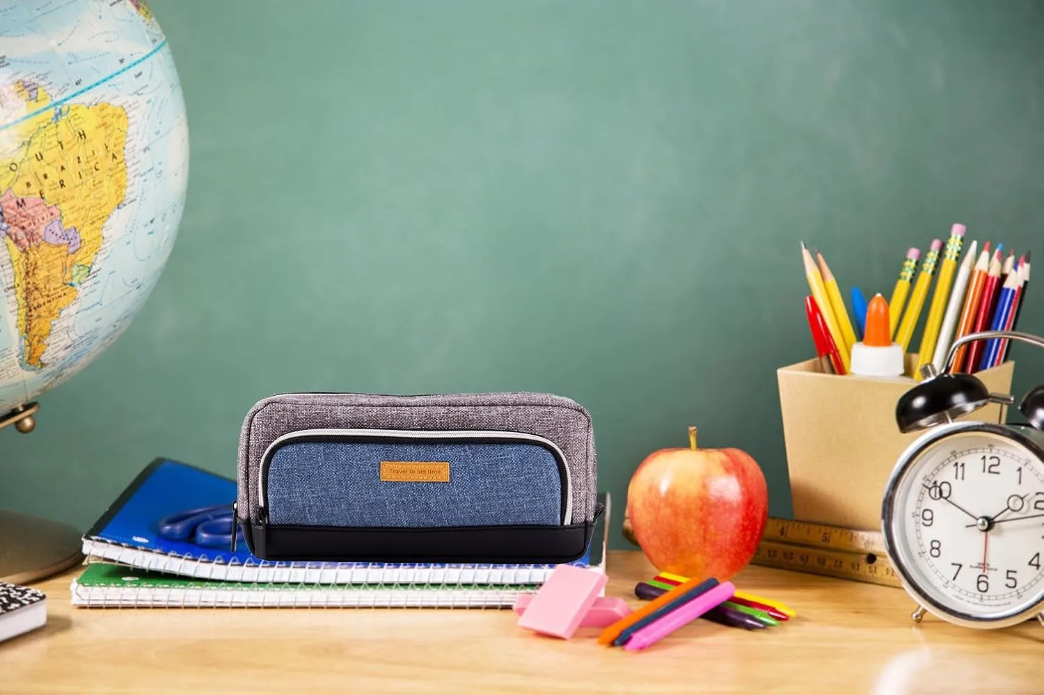 Trousse de rangement spacieuse en toile, pour bureau, école, fournitures et accessoires.