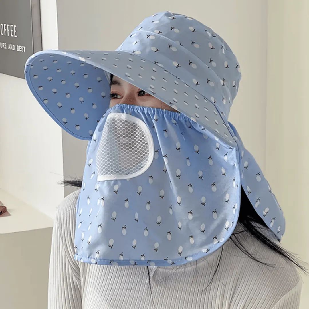 Chapeau de soleil large pour femme, ajustable, idéal pour la protection extérieure.