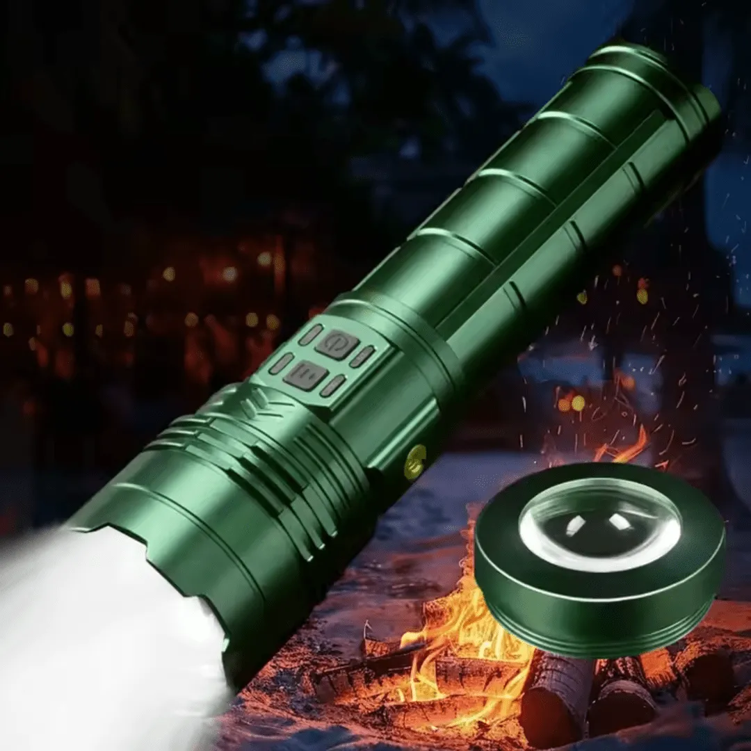 Lampe de poche laser blanche, haute puissance, idéale pour les activités en extérieur.