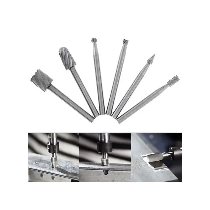 Kit de fraises et limes rotatives pour mini perceuse, ensemble de 6 pièces.