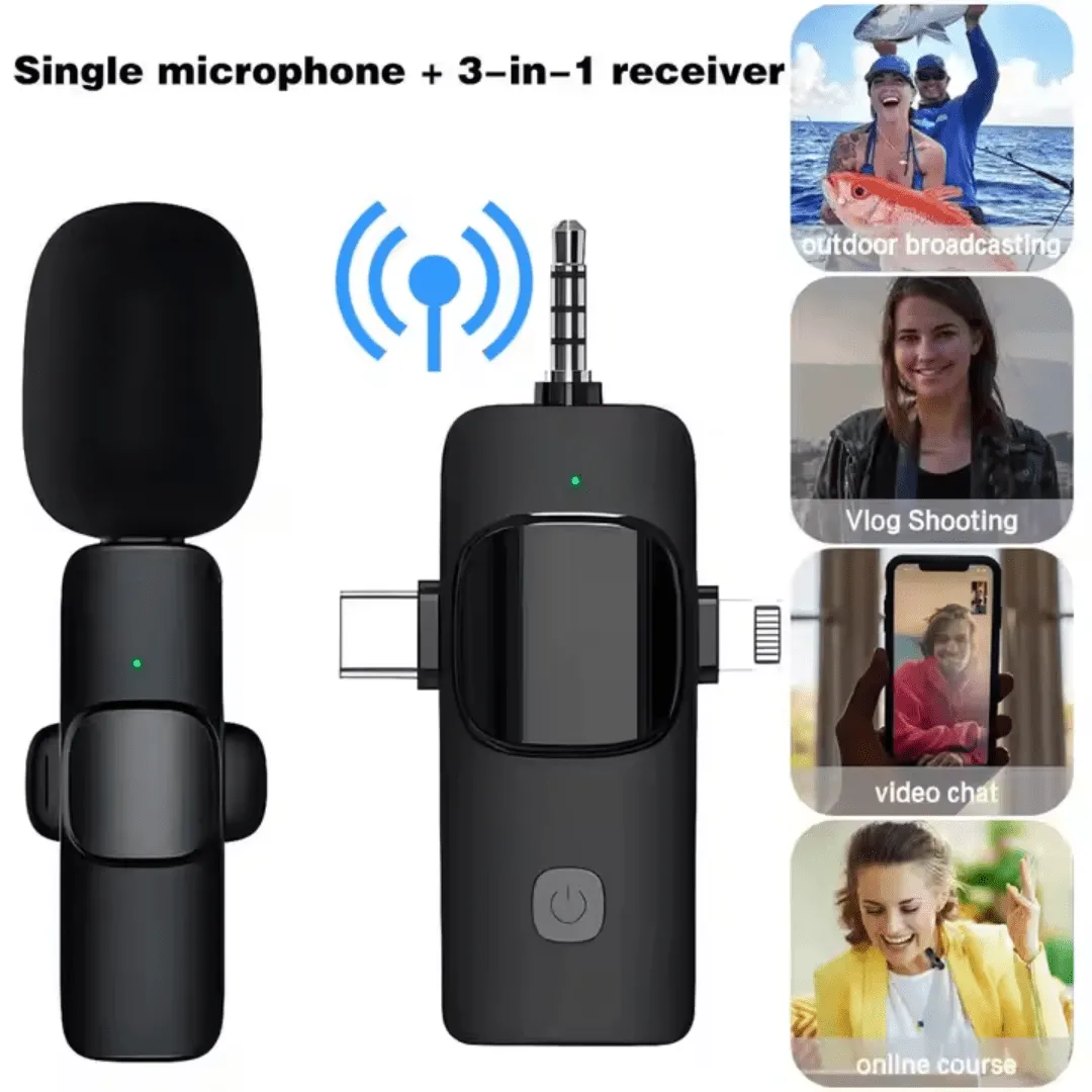 Microphones Lavalier sans fil polyvalents, compatibles avec téléphones, caméras et ordinateurs