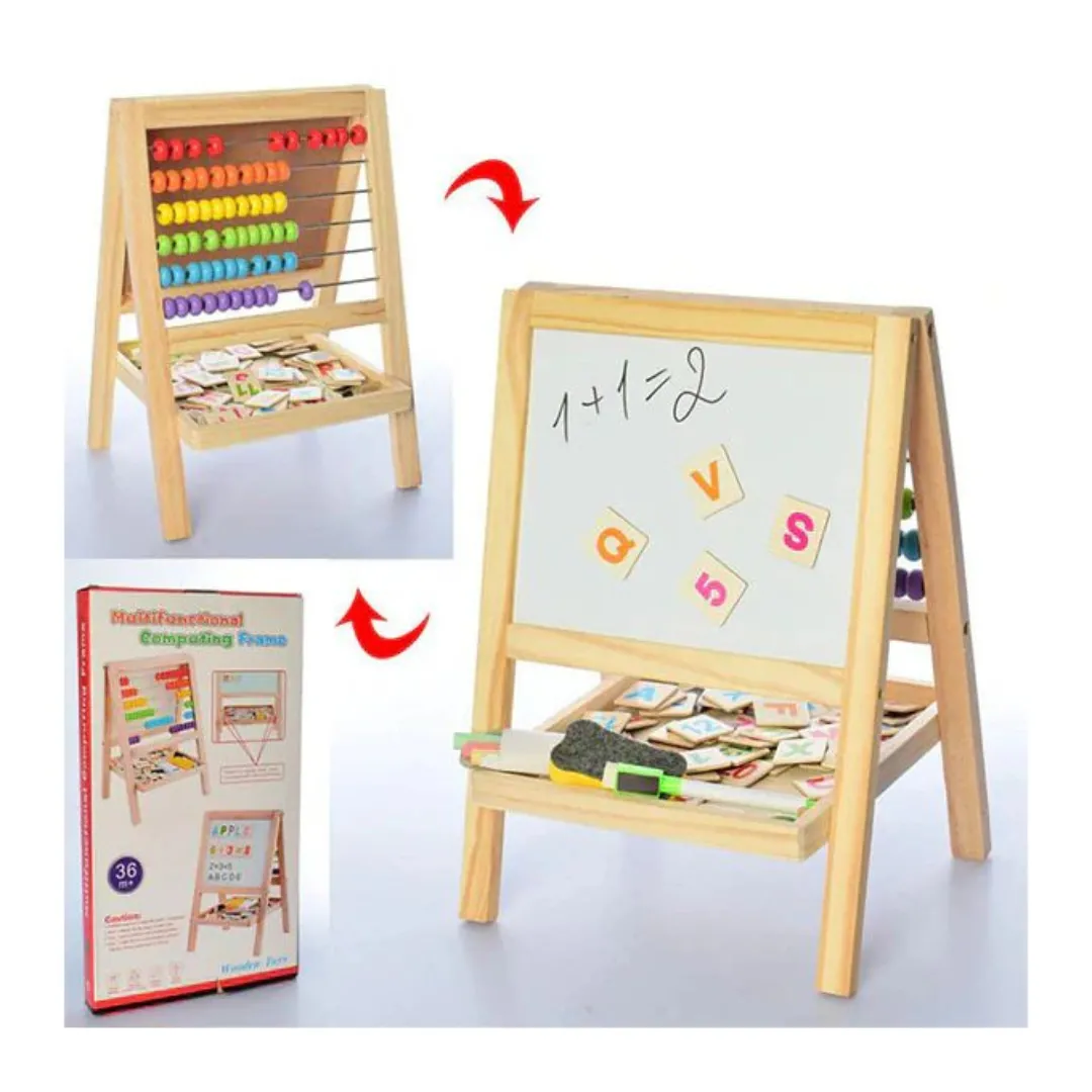 Ardoise magnétique en bois polyvalente – Outil éducatif pour apprendre le calcul et le dessin