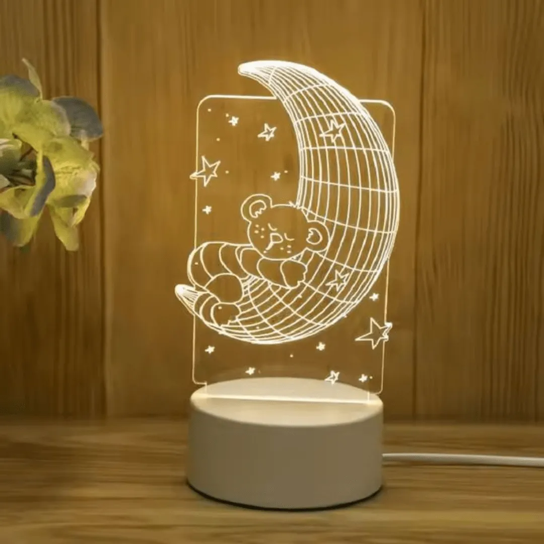 Veilleuse LED créative 3D – Lampe en acrylique au design moderne et élégant avec connexion USB