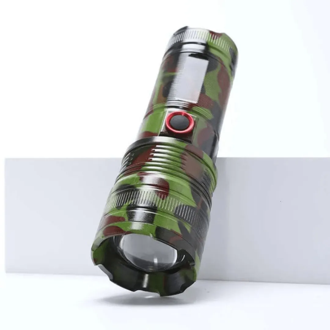 Lampe de poche laser blanche 2000 lumens, polyvalente et résistante.