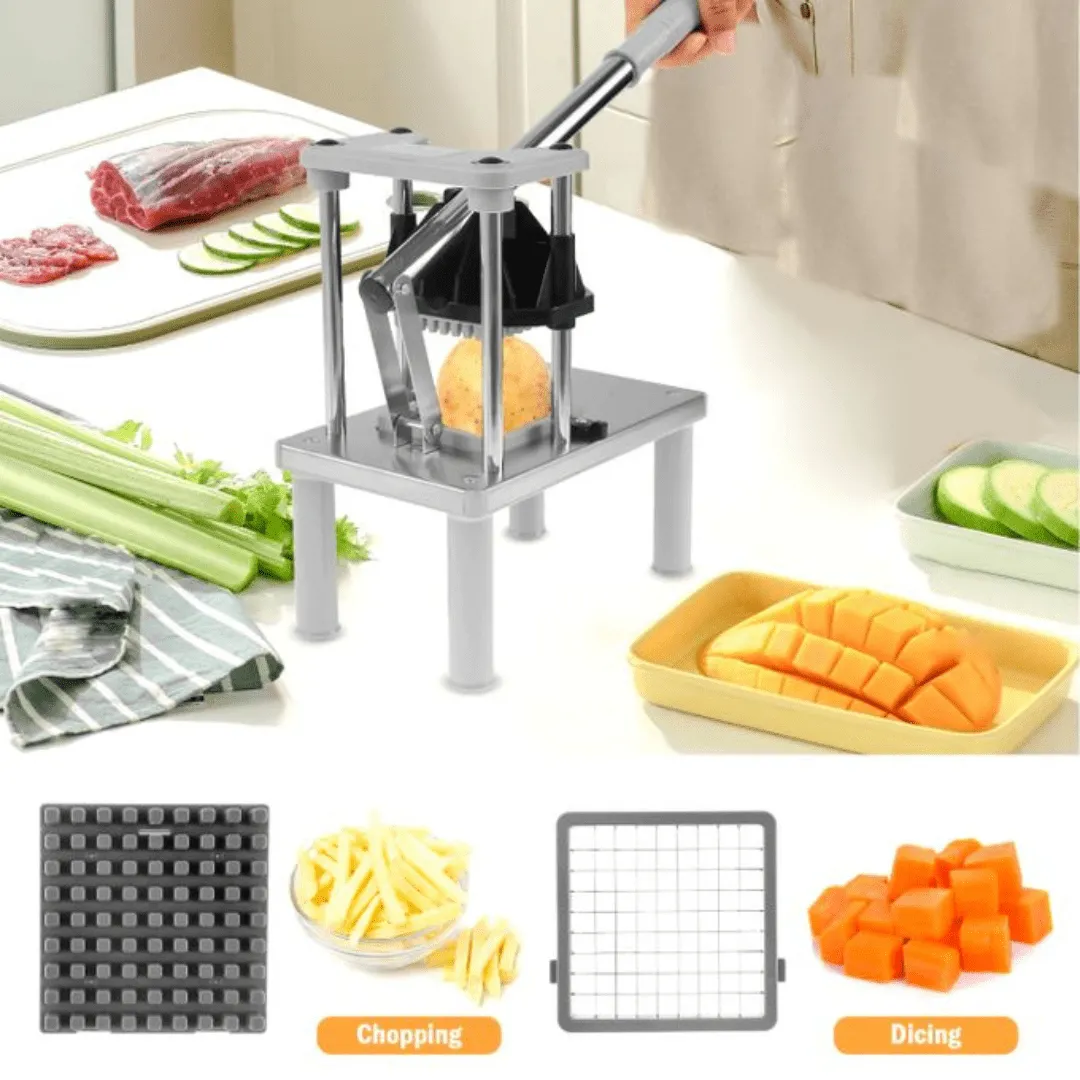 Hachoir professionnel pour légumes et fruits, machine manuelle à frites en acier inoxydable.