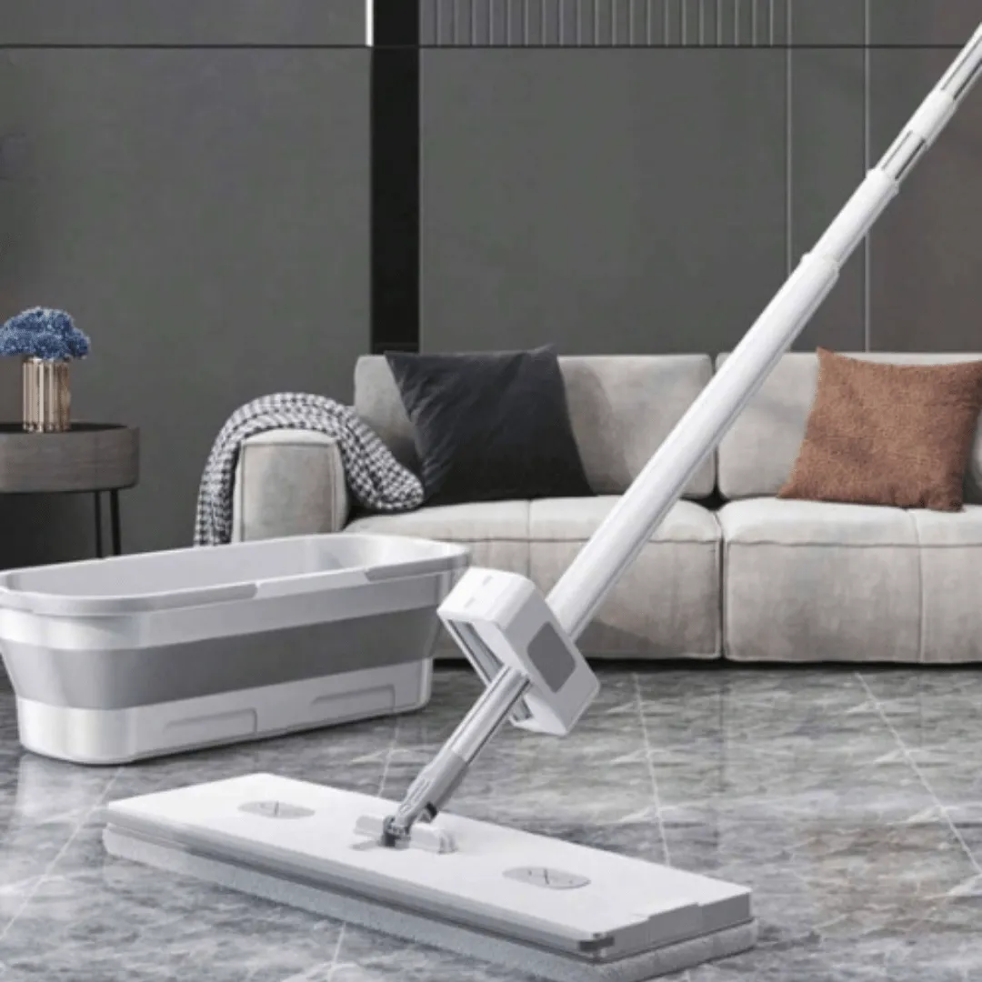 Kit de serpillière et Seau de haute qualité avec système d'essorage pour le nettoyage Balai