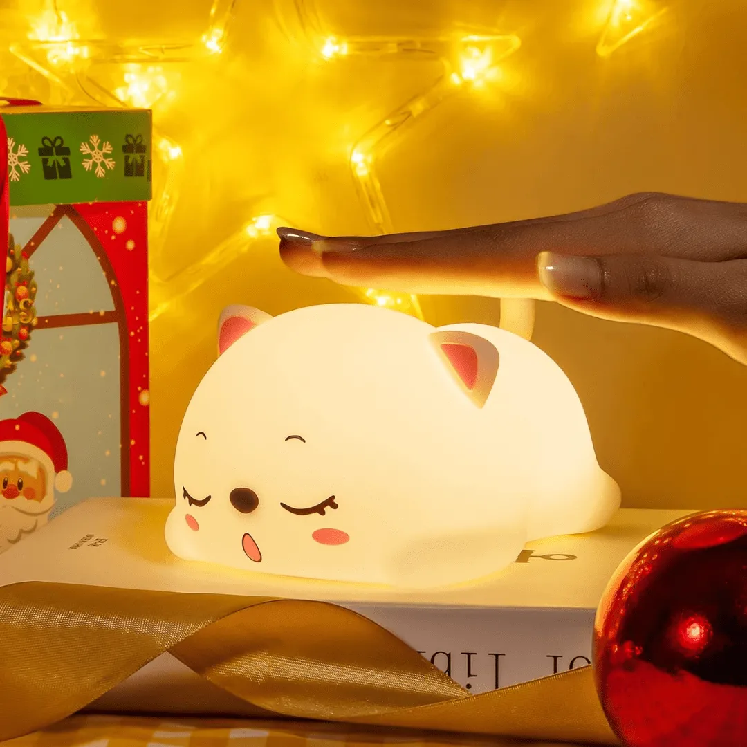 Lampe de nuit en silicone "chat ronfleur", veilleuse originale et apaisante
