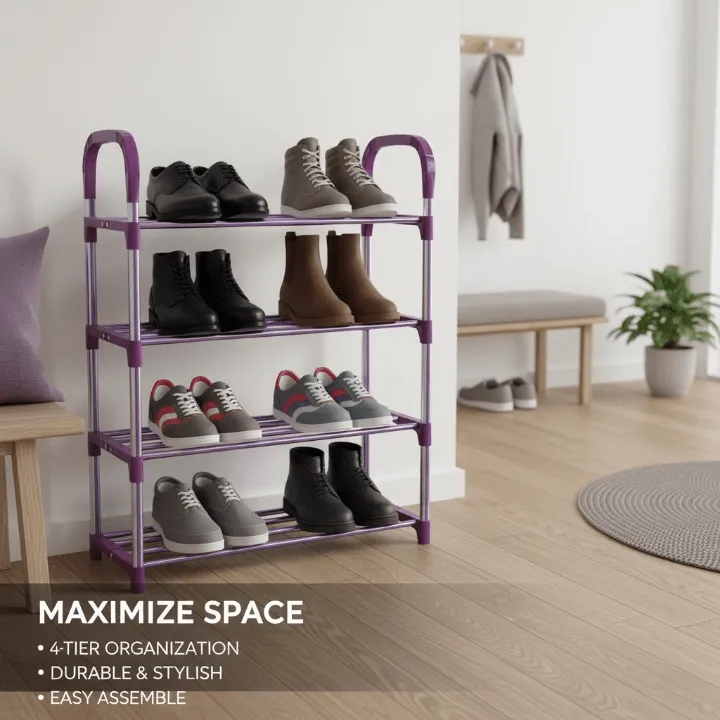 Meuble à chaussures à 4 étagères pour organiser et ranger, parfait pour chambres, entrées et couloirs
