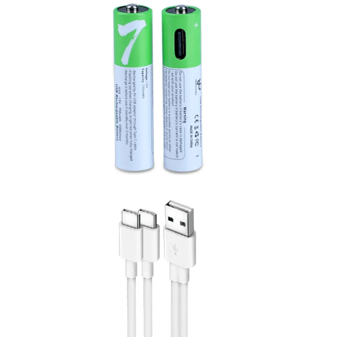 Piles AAA rechargeables USB 1.5V avec câble TYPE-C : idéales pour souris, horloge et appareils électroniques