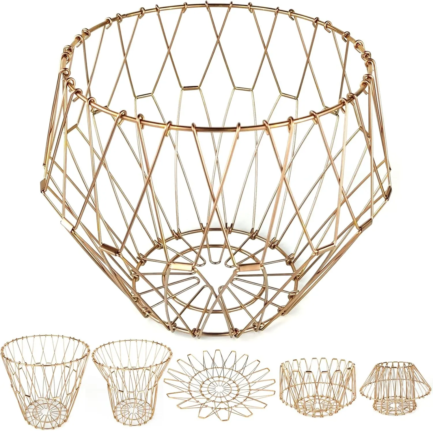 Paniers de rangement polyvalents et corbeille à fruits, avec support en acier inoxydable.