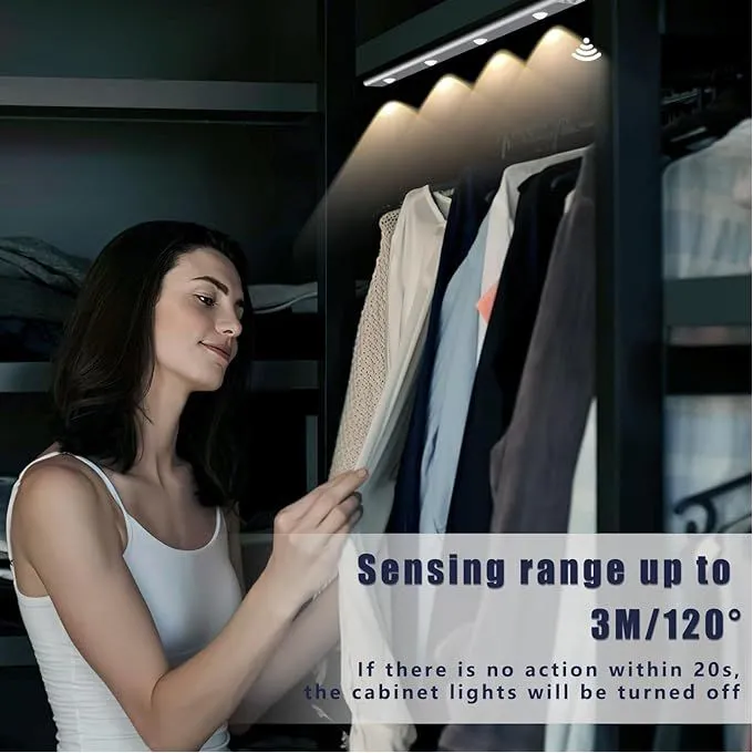 Lumière d'armoire à détecteur de mouvement LED, éclairage sous le comptoir, sans fil, Rechargeable par USB