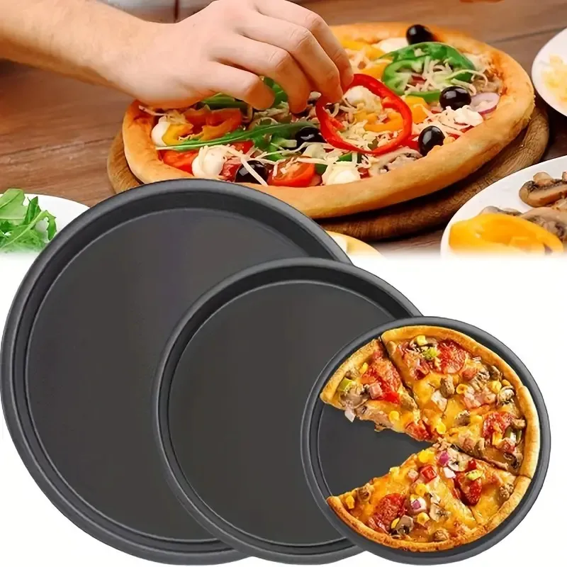 Lot de 3 Moule de Cuisson Antiadhésif en Acier au Carbone pour Pizza et Cheesecake et Tartes
