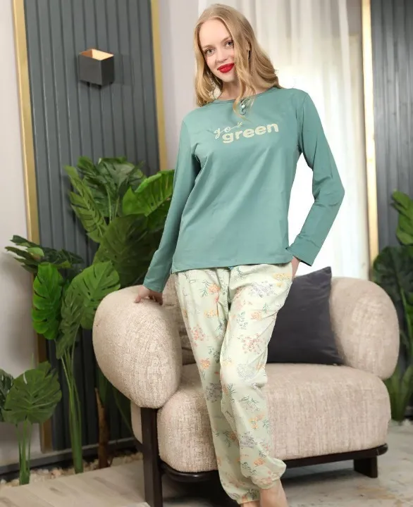 Ensemble de Pyjama à Manches Longues et Pantalon à Carreaux pour Femmes