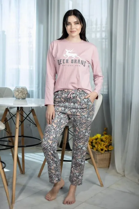 Pyjama Deux Pièces Trempé à Manches longues pour Femme